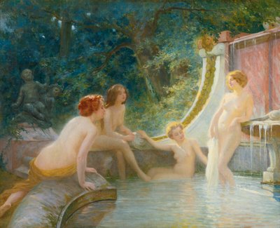 Young Bathers in a Fountain by Albert Auguste Fourie